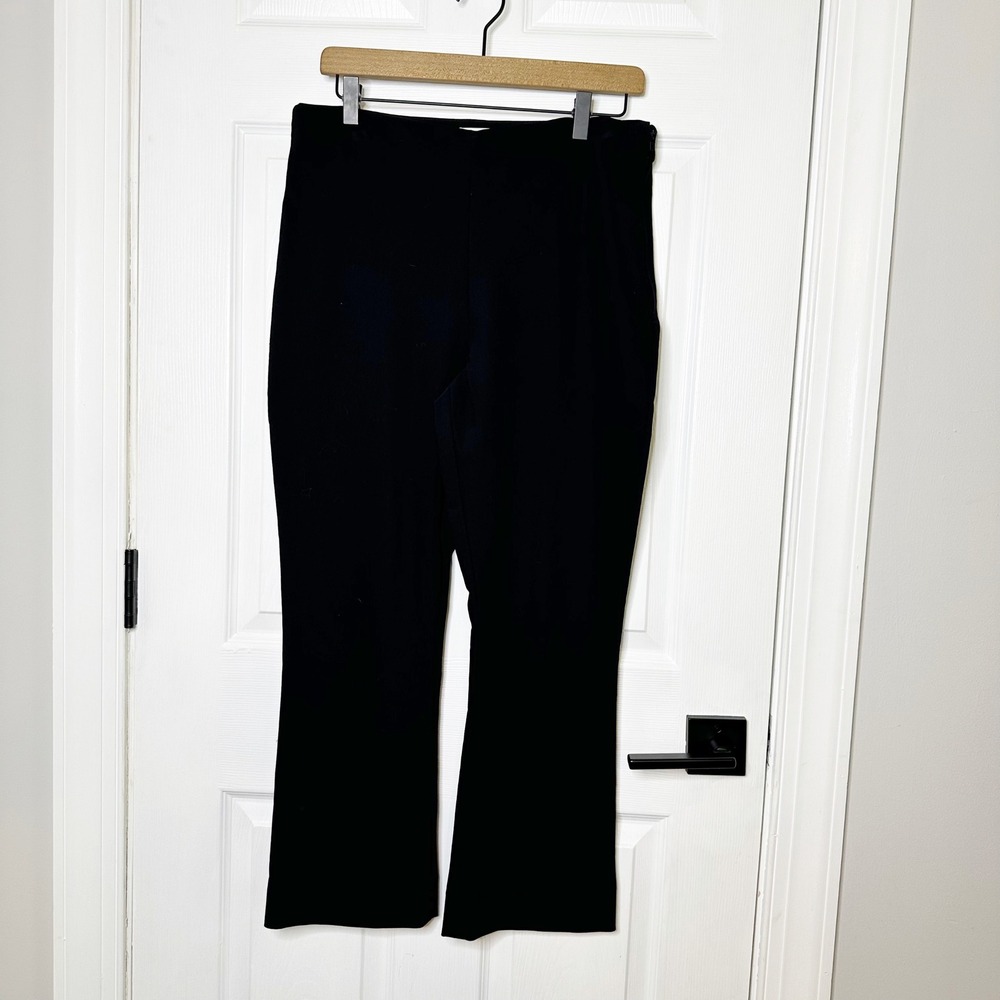 MM.LaFleur Dress Pants Womens 10 Black Excellent Side Zip Cropped Flare Stretch